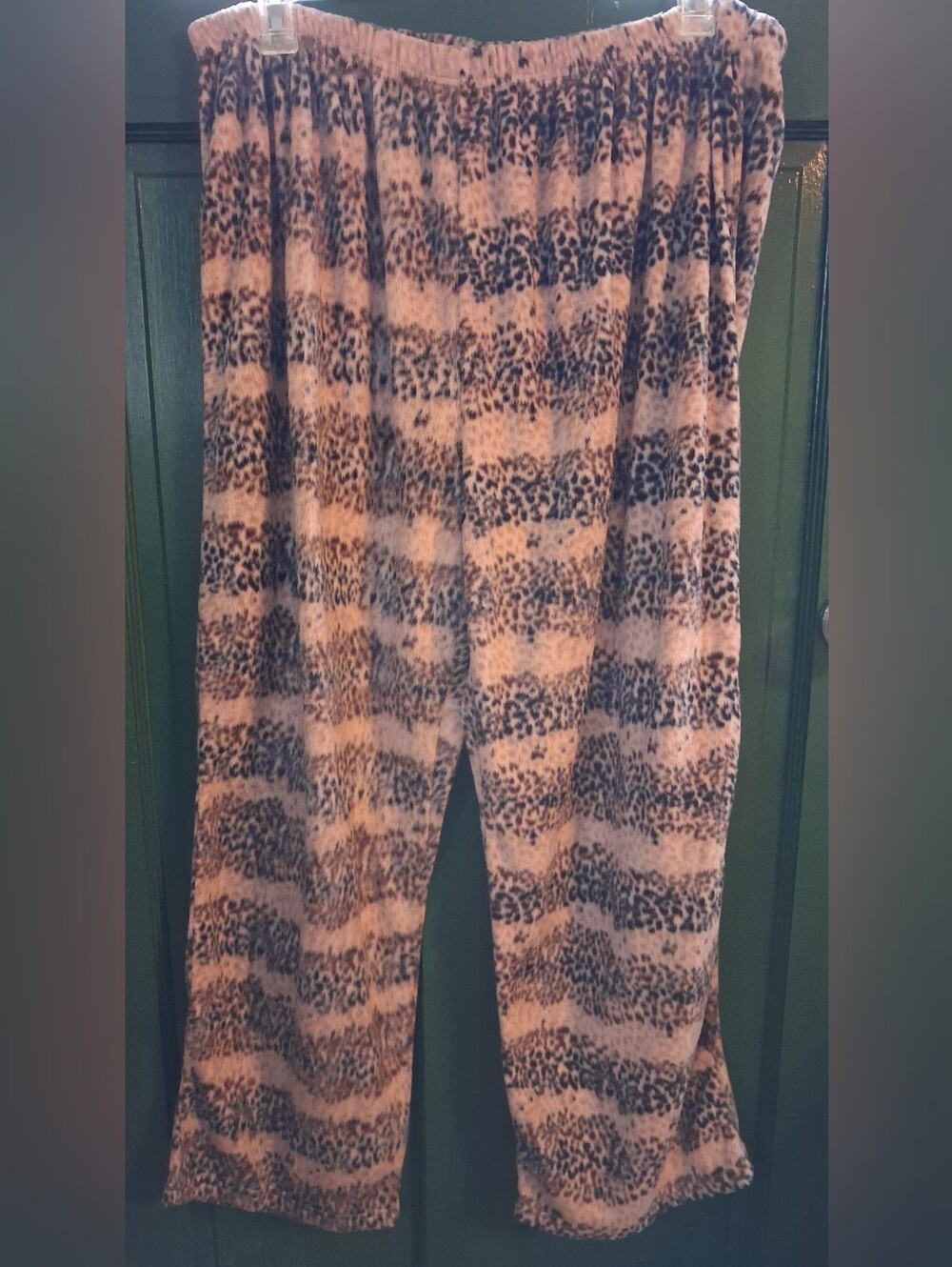 Cozy Tan Leopard-Print Plush Pajama Pants